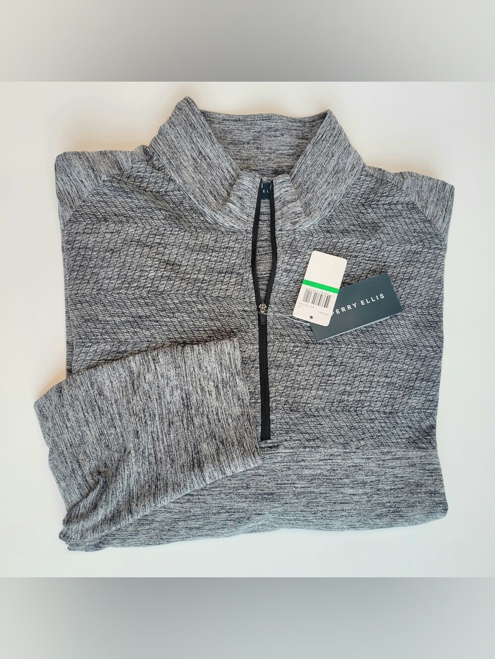 PERRY ELLIS Pullover Mens Size Large Water Repellent Sweater Heather Gray NWT